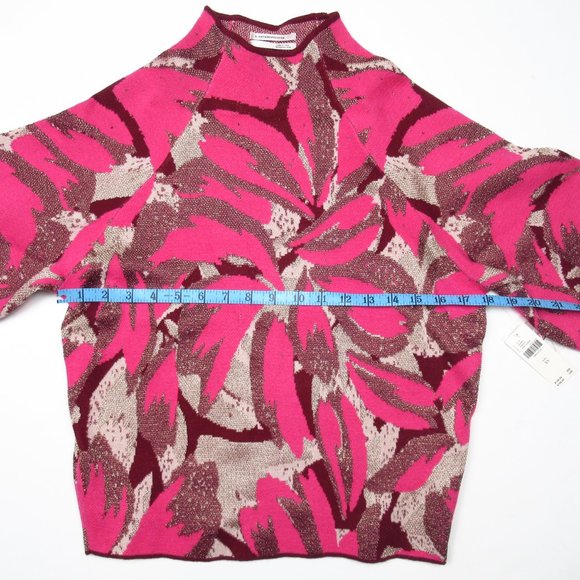 By Anthropologie The Beatriz Mock-Neck Sweater Pink Lurex Combo - XS - Picture 6 of 13